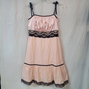 Cielo Peach Chemise with Black Lace Accents Dress, Size Womens Small